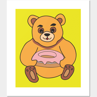 Teddy bear with donut Posters and Art